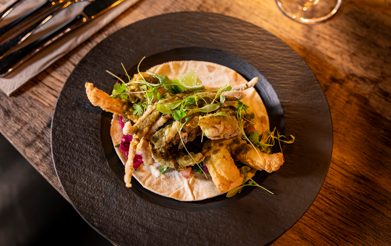 Soft Shell Crab & Prawn Tacos